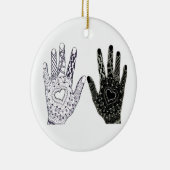 Handgezeichnete Herz-Hände Keramik Ornament (Rechts)