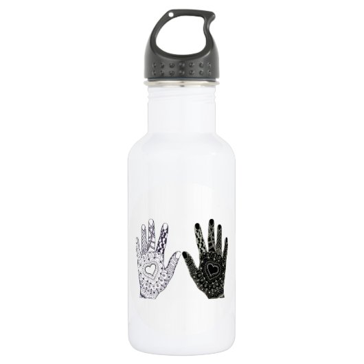 Handgezeichnete Herz-Hände Trinkflasche (Vorderseite)