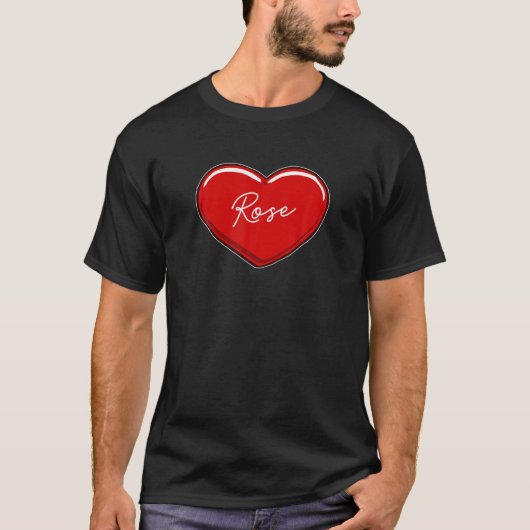 Handgezeichnete Herz-Rose - Vorname Herz I Liebe R T-Shirt (Vorderseite)