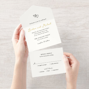 Handgezeichnete Herzen Doodle Moderne Hochzeit All-in-One-Einladung