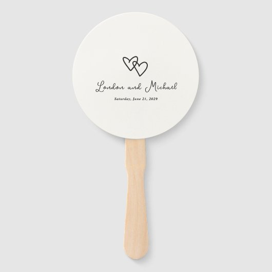 Handgezeichnete Herzen Doodle Moderne Hochzeit Fächer (Vorderseite)