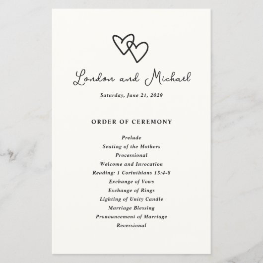 Handgezeichnete Herzen Doodle Modernes Hochzeitspr (Vorderseite)