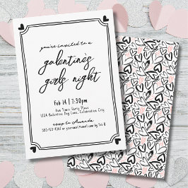 Handgezeichnete Herzen Girls Night Galentine's Day Einladung