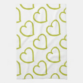 Handgezeichnete Herzen grün auf Weiß Küchentuch (Vertikal)