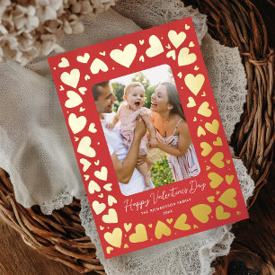 Handgezeichnete Herzen Rahmen Valentinstag Foto Ro Folien Feiertagskarte