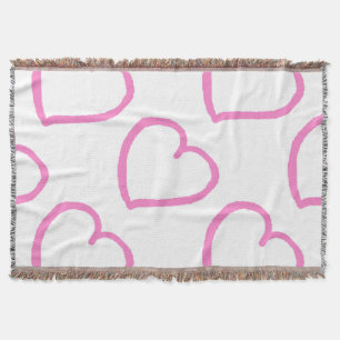 Handgezeichnete Herzen rosa auf Weiß Decke