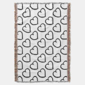 Handgezeichnete Herzen schwarz auf weiß Decke (Vorderseite Vertikal)