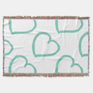 Handgezeichnete Herzen türkisblau auf weiß Decke