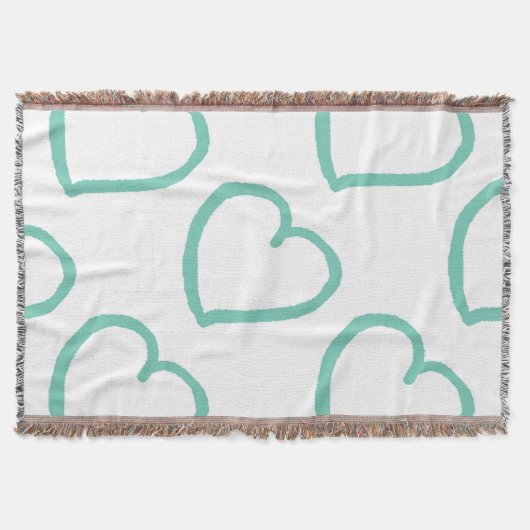 Handgezeichnete Herzen türkisblau auf weiß Decke (Vorderseite)