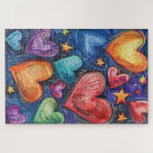 Handgezeichnete Herzen und Sterne Puzzle (Horizontal)
