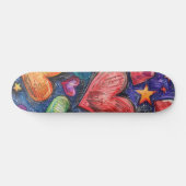 Handgezeichnete Herzen und Sterne Skateboard (Horizontal)