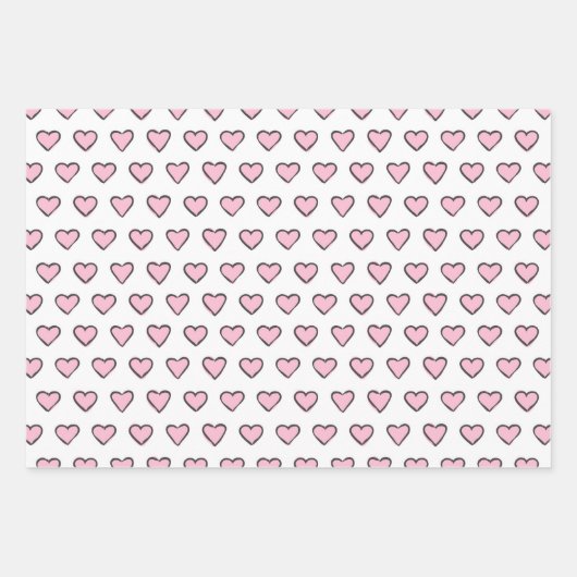 Handgezeichnete Herzen Vol. 2 Valentine Gift Wrap Geschenkpapier Set (Vorderseite)