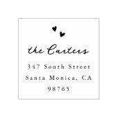 Handgezeichnete Herzen Whimsical Script Name & Adr Gummistempel (Prägung)