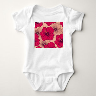 Handgezeichnete Hibiskusblüten Vintage Baby Strampler