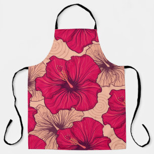 Handgezeichnete Hibiskusblüten Vintage Schürze
