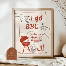 Handgezeichnete Hinterhof-I-Do-BBQ-Hochzeitsparty