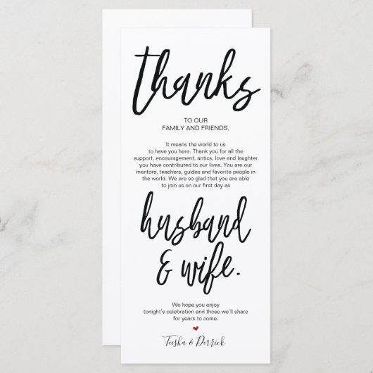 Handgezeichnete Hochzeit Danke, legen Sie die Eins Programm (Vorne/Hinten)