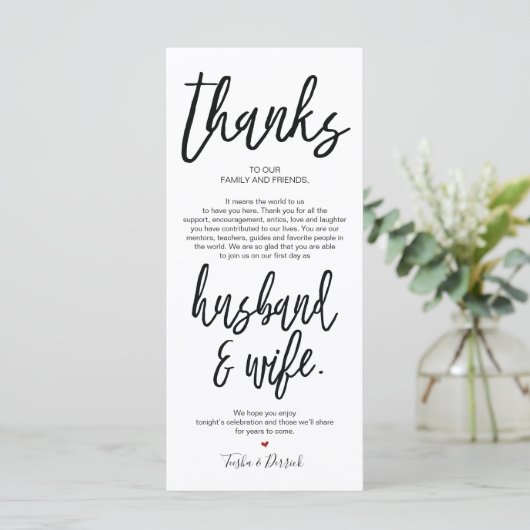 Handgezeichnete Hochzeit Danke, legen Sie die Eins Programm (Stehend Vorderseite)