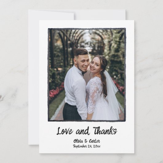 Handgezeichnete Hochzeit Dankeschön Karte W Anmerk (Vorderseite)