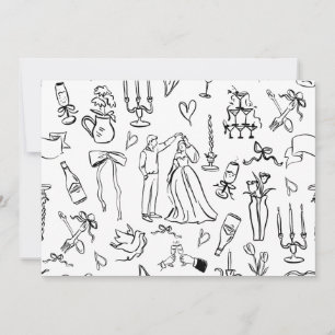 handgezeichnete Hochzeit Ehe Braut Toile Dankeskarte