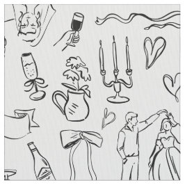 handgezeichnete Hochzeit Ehe Braut-Toile Stoff