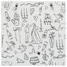 handgezeichnete Hochzeit Ehe Braut-Toile Stoff