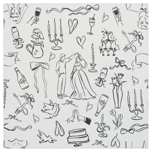 handgezeichnete Hochzeit Ehe Braut-Toile Stoff (Muster)