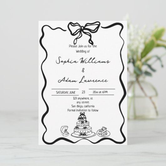 Handgezeichnete Hochzeit Einladung (Stehend Vorderseite)