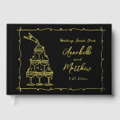 Handgezeichnete Hochzeit Gold Gästebuch (Vorderseite)
