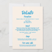 Handgezeichnete Hochzeit in einem blauen Champagne Einladung (Rückseite)