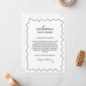 Handgezeichnete Hochzeit in Urlaubsort Begrüßungsb Mitteilungskarte (Vorderseite/Rückseite Beispiel)