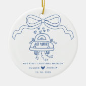 Handgezeichnete Hochzeit Keramik Ornament (Vorne)