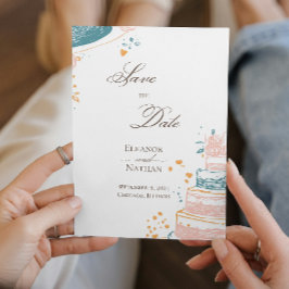 Handgezeichnete Hochzeit Save the Date ausgefeilt Einladung