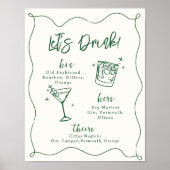 handgezeichnete Hochzeit Signature Cocktails Geträ Poster (Vorne)