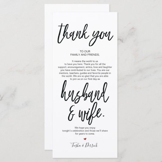 Handgezeichnete Hochzeit Vielen Dank Platzierung K Programm (Vorne/Hinten)