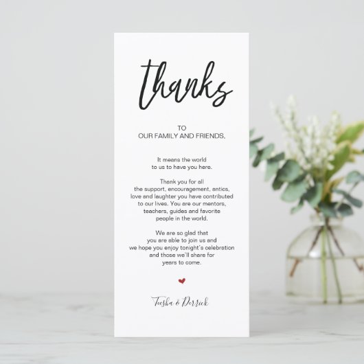 Handgezeichnete Hochzeit Vielen Dank Platzierung K Programm (Stehend Vorderseite)