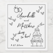 Handgezeichnete Hochzeit Weinetikett (Einzelnes Label)