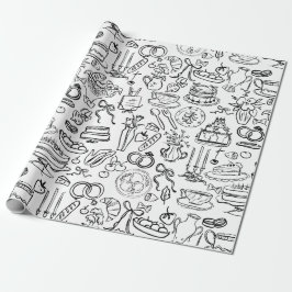 handgezeichnete Hochzeits-Ehe-Veganer-Vegetarier Geschenkpapier