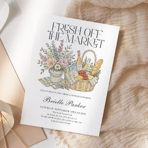 Handgezeichnete Hochzeitsdusche Fresh Off The Mark Einladung