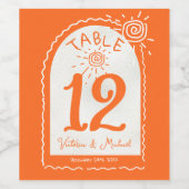 Handgezeichnete Hochzeitskarten für Tischnummern Weinetikett (Einzelnes Label)