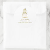 Handgezeichnete Hochzeitskuchen Weiß & Gold Runder Aufkleber (Tasche)