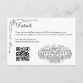 Handgezeichnete Hochzeitsstätte Mansion Illustrati Begleitkarte (Vorderseite)