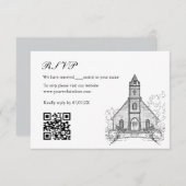 Handgezeichnete Hochzeitsstätte Mansion Illustrati Begleitkarte (Vorne/Hinten)