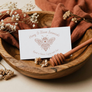 Handgezeichnete Honigbiene Floral Botanisches Wohl Visitenkarte