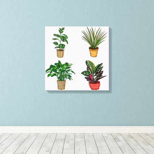 Handgezeichnete Houseplant Art Leinwand (Insitu (Holzboden))