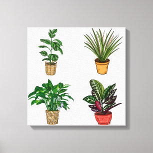Handgezeichnete Houseplant Art Leinwand