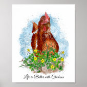 Handgezeichnete Hühnerkunst Poster (Vorne)