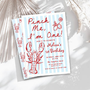Handgezeichnete Hummer 1. Geburtstag Einladung