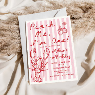 Handgezeichnete Hummer 1. Geburtstag Einladung