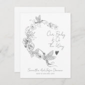 Handgezeichnete Hummingvogel Botanische Schwangers Ankündigung (Vorne/Hinten)